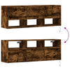 Räuchereiche TV-Wandschrank Hairi 130x31x45cm (mit LED-Beleuchtung)
