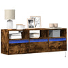 Räuchereiche TV-Wandschrank Hairi 130x31x45cm (mit LED-Beleuchtung)