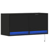 Schwarzer TV-Wandschrank Antinogel 80x31x35cm (mit LED-Beleuchtung)