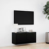 Schwarzer TV-Wandschrank Antinogel 80x31x35cm (mit LED-Beleuchtung)