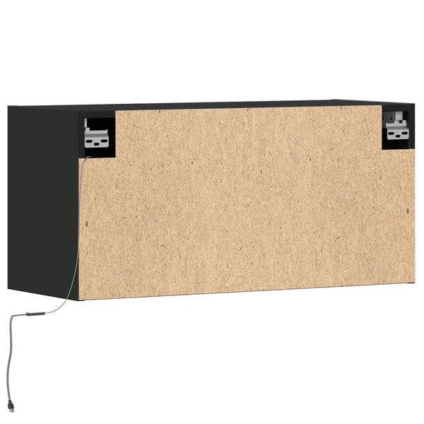 Schwarzer TV-Wandschrank Antinogel 80x31x35cm (mit LED-Beleuchtung)