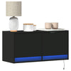 Schwarzer TV-Wandschrank Antinogel 80x31x35cm (mit LED-Beleuchtung)