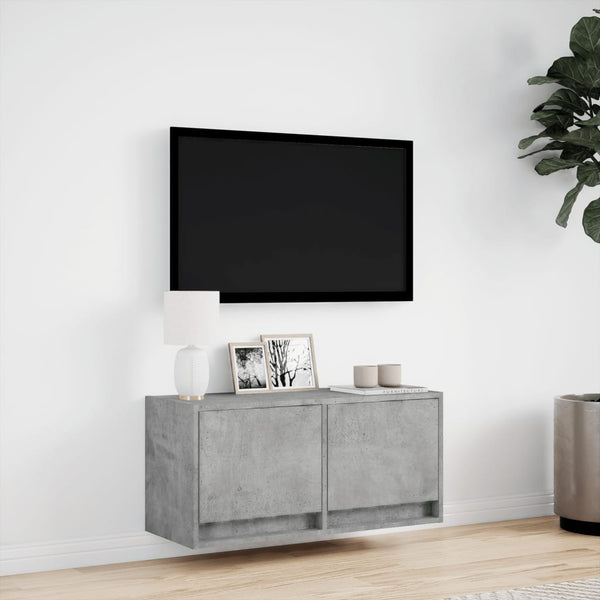 TV-Wandschrank Antinogel, betongrau, 80x31x35 cm (mit LED-Beleuchtung)