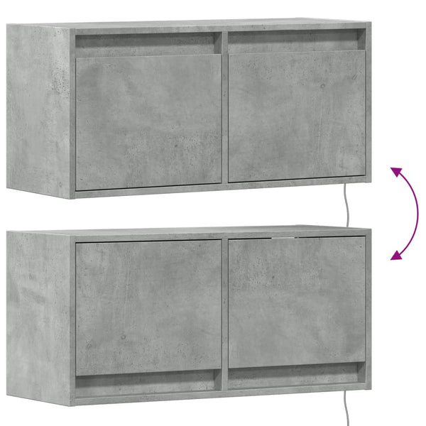 TV-Wandschrank Antinogel, betongrau, 80x31x35 cm (mit LED-Beleuchtung)