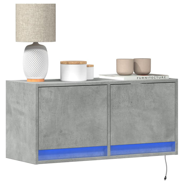 TV-Wandschrank Antinogel, betongrau, 80x31x35 cm (mit LED-Beleuchtung)