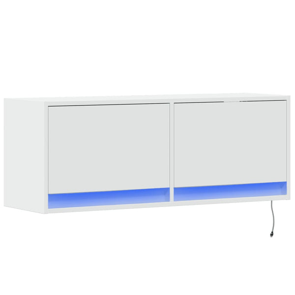 Weißer TV-Wandschrank Antinogel 100x31x35cm (mit LED-Beleuchtung)