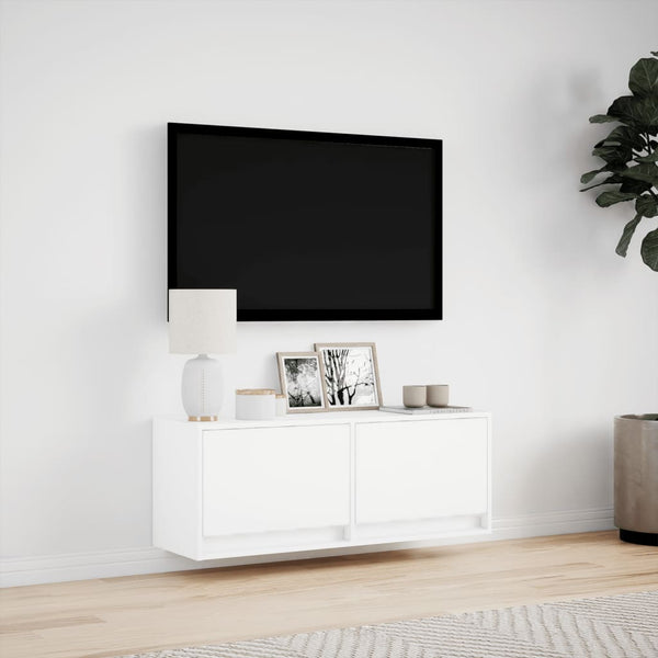 Weißer TV-Wandschrank Antinogel 100x31x35cm (mit LED-Beleuchtung)