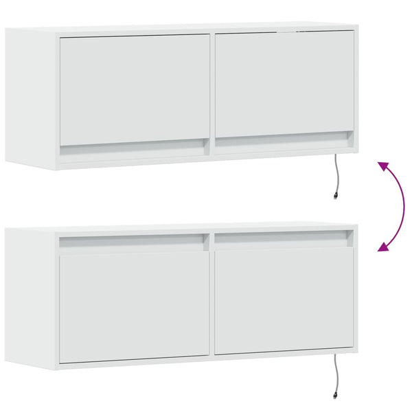 Weißer TV-Wandschrank Antinogel 100x31x35cm (mit LED-Beleuchtung)