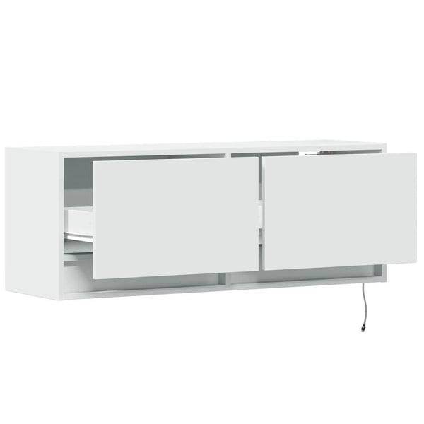 Weißer TV-Wandschrank Antinogel 100x31x35cm (mit LED-Beleuchtung)
