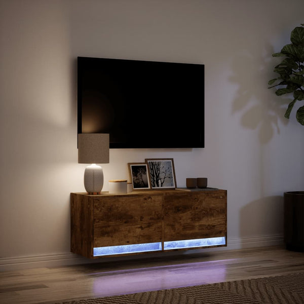 TV-Wandschrank Rauch Eiche Antinogel 100x31x35cm (mit LED-Beleuchtung)