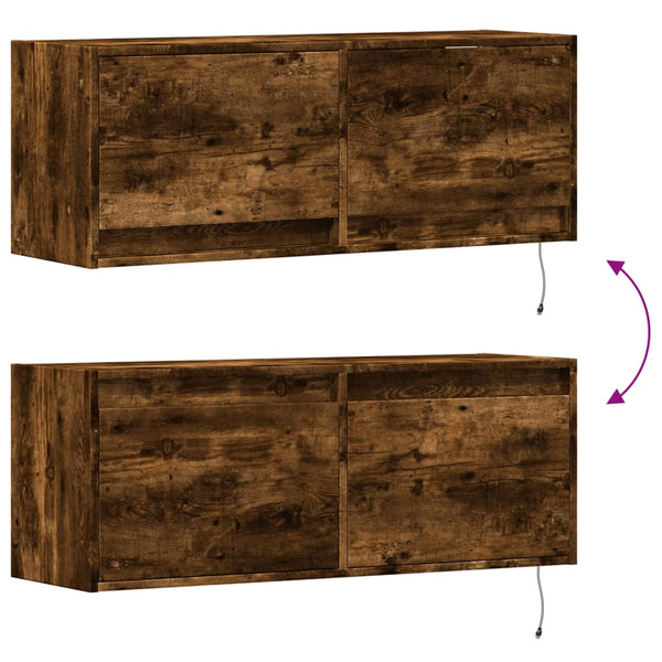 TV-Wandschrank Rauch Eiche Antinogel 100x31x35cm (mit LED-Beleuchtung)