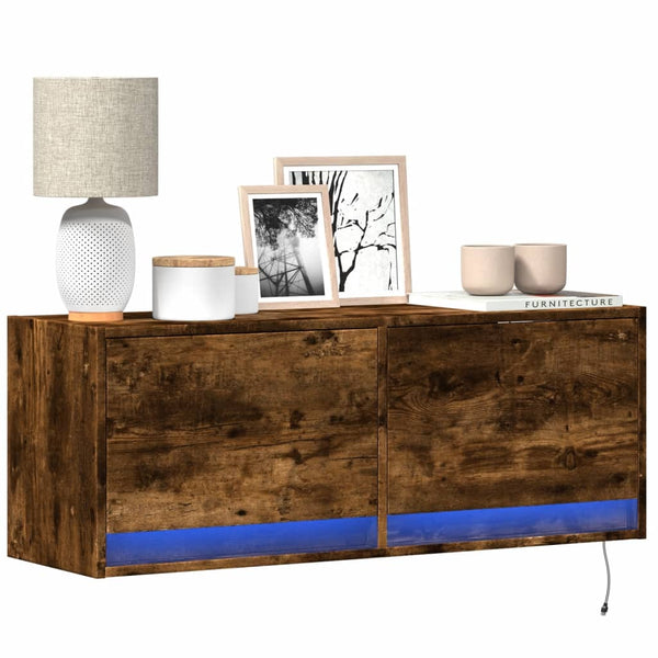TV-Wandschrank Rauch Eiche Antinogel 100x31x35cm (mit LED-Beleuchtung)
