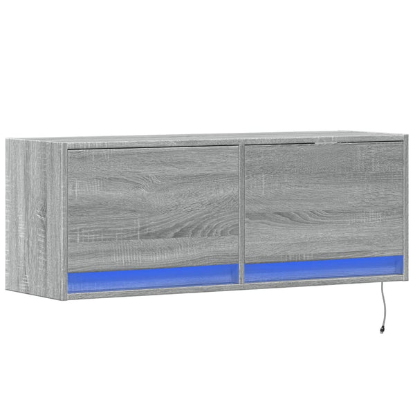 Grauer TV-Wandschrank Antinogel 100x31x35cm (mit LED-Beleuchtung Sonoma)