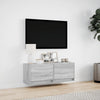 Grauer TV-Wandschrank Antinogel 100x31x35cm (mit LED-Beleuchtung Sonoma)