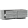 Grauer TV-Wandschrank Antinogel 100x31x35cm (mit LED-Beleuchtung Sonoma)