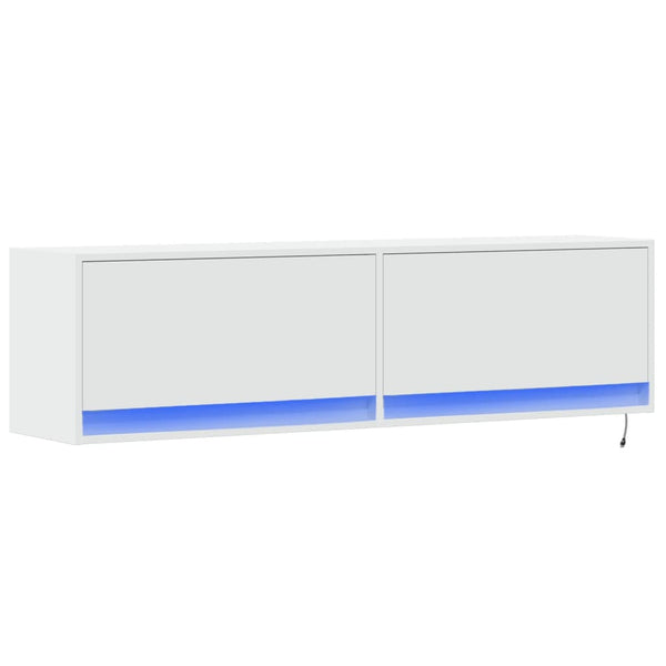 Weißer TV-Wandschrank Antinogel 140x31x38cm (mit LED-Beleuchtung)