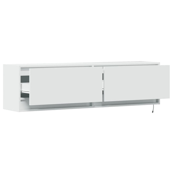 Weißer TV-Wandschrank Antinogel 140x31x38cm (mit LED-Beleuchtung)