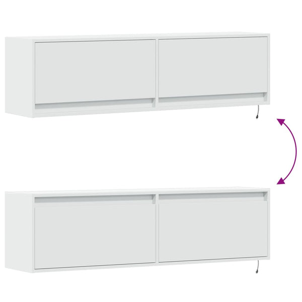 Weißer TV-Wandschrank Antinogel 140x31x38cm (mit LED-Beleuchtung)