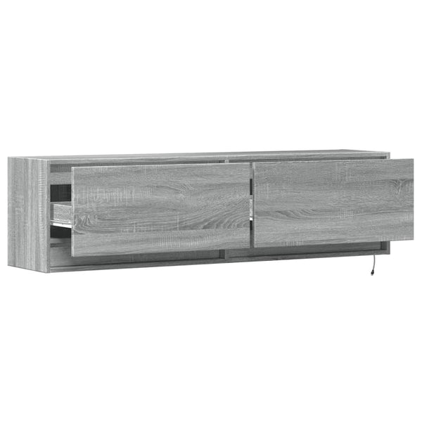 Grauer TV-Wandschrank Antinogel 140x31x38cm (mit LED-Beleuchtung Sonoma)
