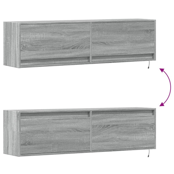 Grauer TV-Wandschrank Antinogel 140x31x38cm (mit LED-Beleuchtung Sonoma)