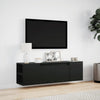 Schwarzer TV-Wandschrank Sorentina 135x31x39,5cm (mit LED-Beleuchtung)