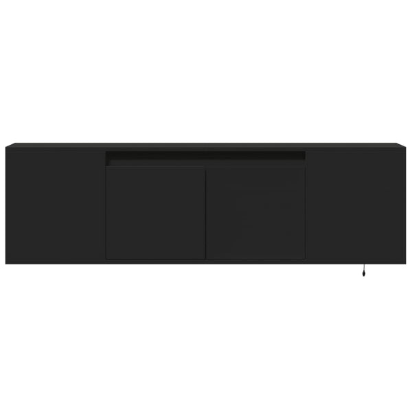 Schwarzer TV-Wandschrank Sorentina 135x31x39,5cm (mit LED-Beleuchtung)