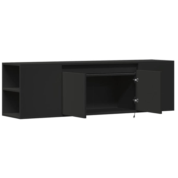 Schwarzer TV-Wandschrank Sorentina 135x31x39,5cm (mit LED-Beleuchtung)