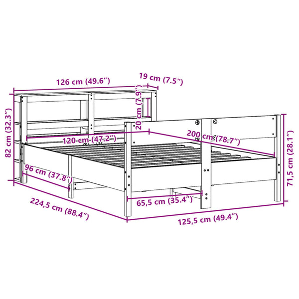 Bett mit Matratze Brinduse 120x200cm (Kiefer)