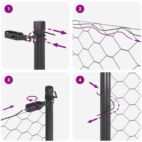 Aita 10 m x 1.2 paalujen kanssa harmaa