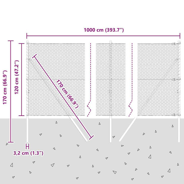 Harmaa aita 1.2 m x 10 paalujen kanssa