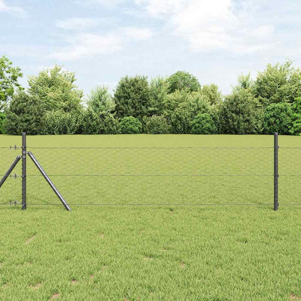 0,4 x 25 m harmaa aita paalujen kanssa