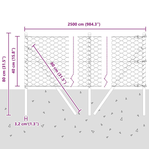 Aita 0,4 x 25 m paaluilla harmaa