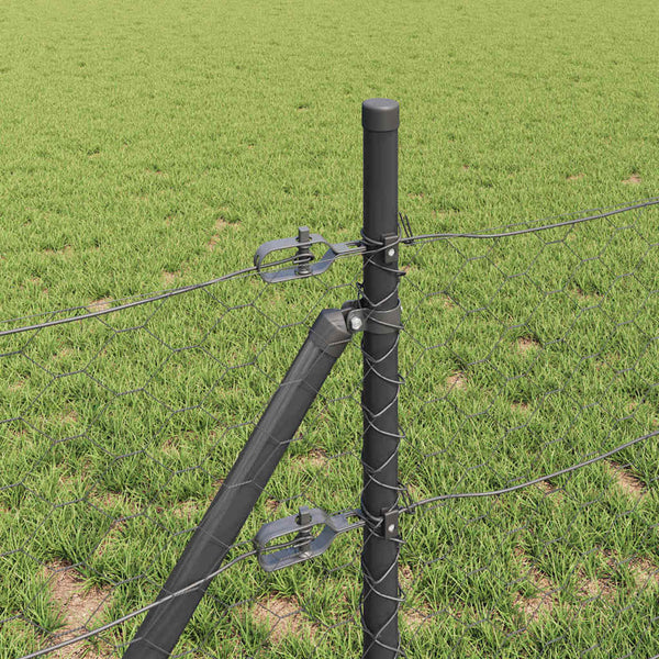 Grauer 0,5 x 25 m Zaun mit Pfosten