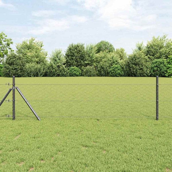 Grauer 0,5 x 25 m Zaun mit Pfosten