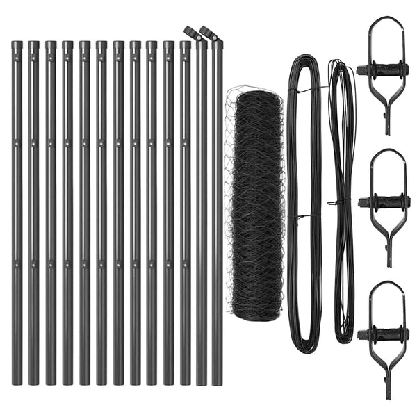 Grauer 0,5 x 25 m Zaun mit Pfosten