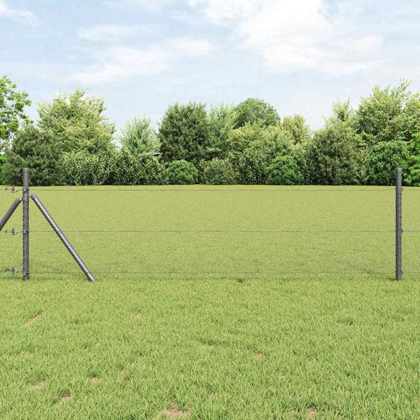 Zaun 0,8 m x 25 m, mit Pfosten grau