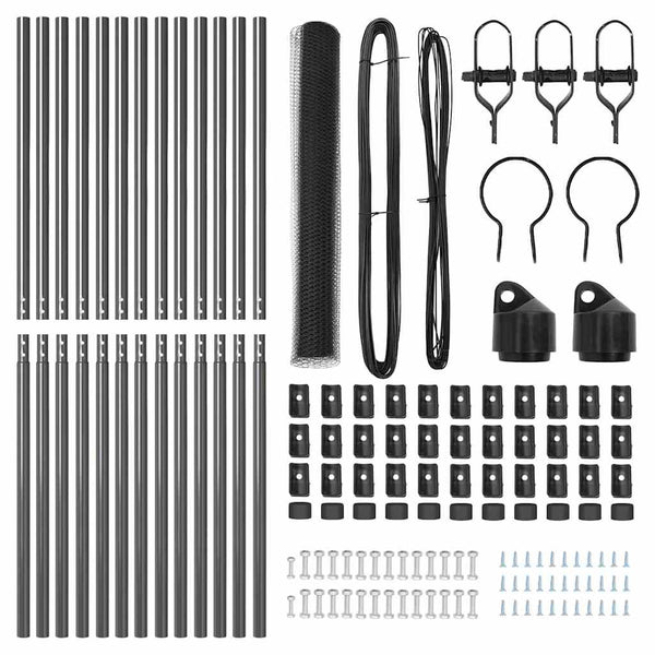 Zaun mit Pfählen 1 x 25 m Grau