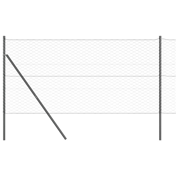 1,2 x 25 m Zaun mit Pfählen, grau