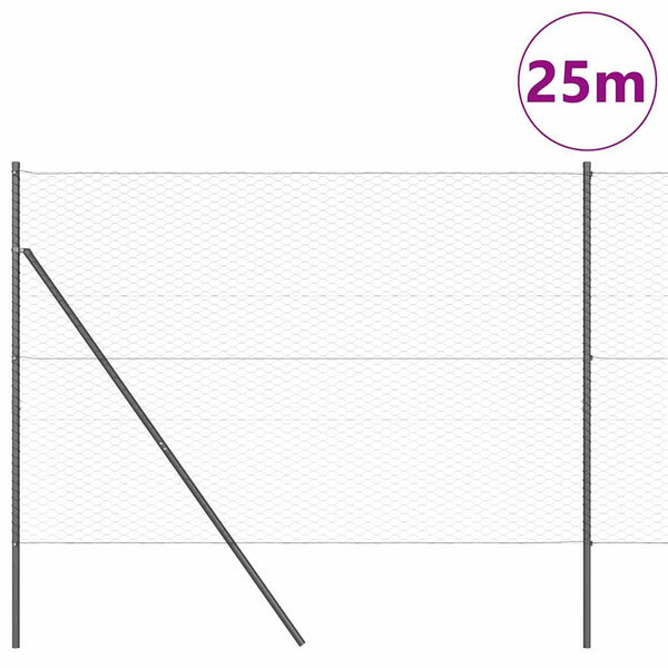 1.6 x 25 m harmaa aita paaluilla