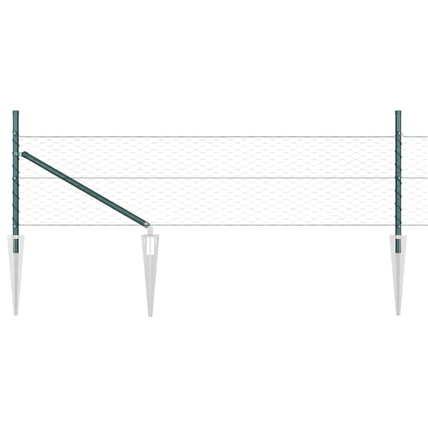 0,4 x 25 m aita paalujen kanssa Vihreä