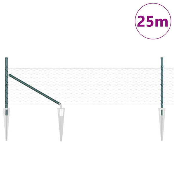 0,4 x 25 m aita paalujen kanssa Vihreä