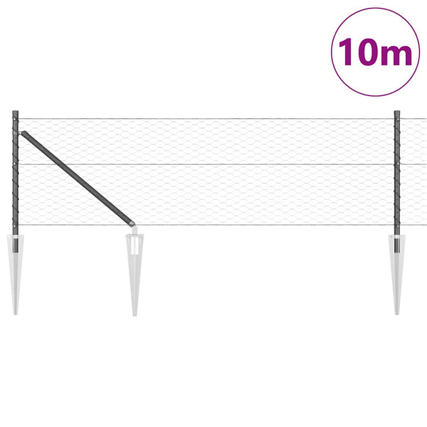 Paalujen kanssa oleva harmaa aita, koko 0,6 x 10 m