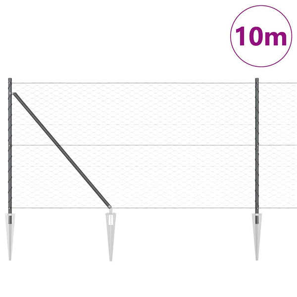 Zaun 1 x 10 m mit grauen Pfählen