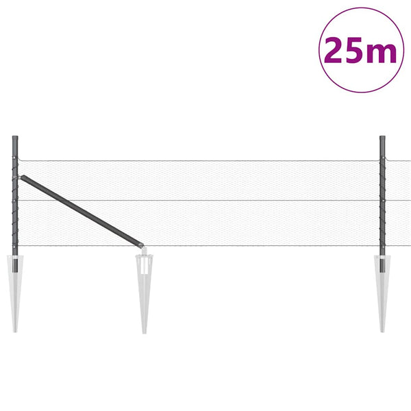 Paalujen kanssa aita 0,4 x 25 m harmaa