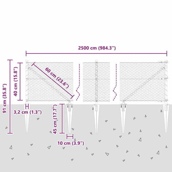 Aita harmailla paaluilla 0,4 x 25 m