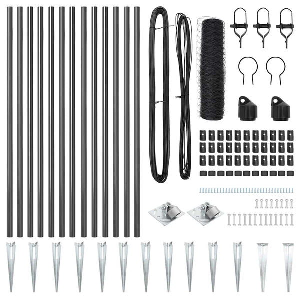 Gartenzaun grau 0,4 x 25 m mit Pfosten