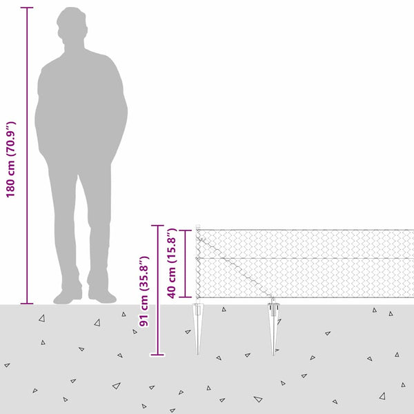 Gartenzaun grau 0,4 x 25 m mit Pfosten