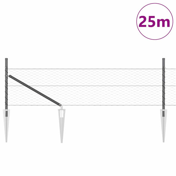 0.5 x 25 m aita paalujen kanssa harmaa