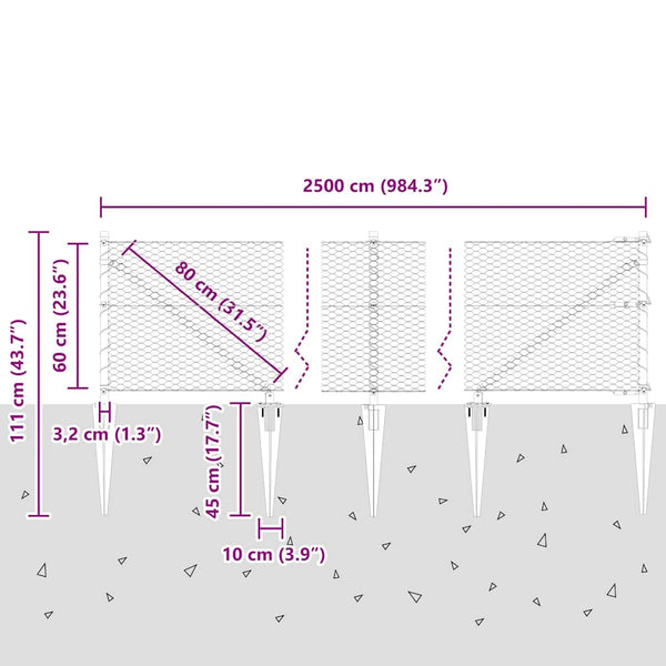 0,6 x 25 m aita harmailla paaluilla