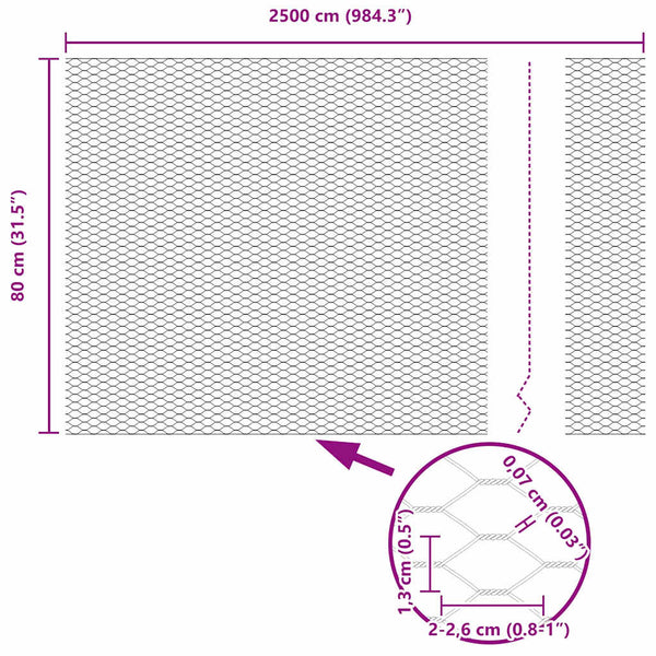 Paalujen kanssa harmaa aita 0.8 m x 25 m